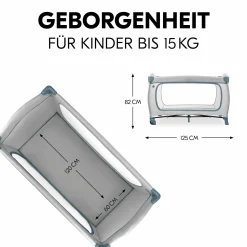 Reisebett XXL-Sparset - Sleep N Play Go Plus inkl. Alvi Reisebett-Matratze + Wasserdichte Betteinlage + 2 Spannbettlaken + Insektenschutz - Dusty Blue