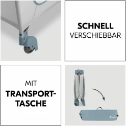 Reisebett XXL-Sparset - Sleep N Play Go Plus inkl. Alvi Reisebett-Matratze + Wasserdichte Betteinlage + 2 Spannbettlaken + Insektenschutz - Dusty Blue