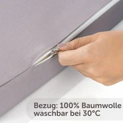 Reisebettmatratze Komfort - 60 x 120 cm / Höhe 6 cm, atmungsaktiv, waschbar, schadstoffgeprüft - Grau