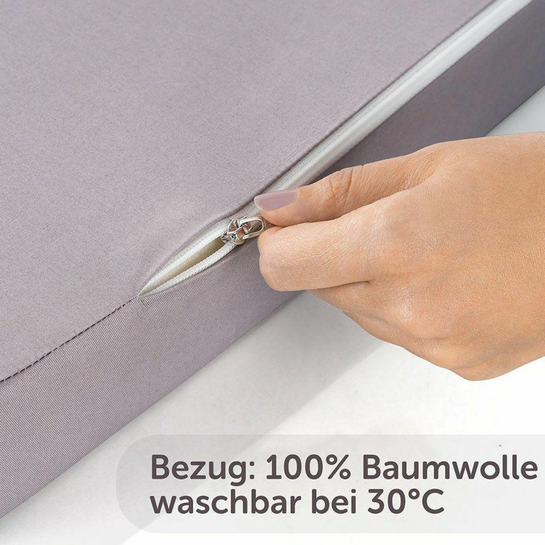 Reisebettmatratze Komfort - 60 x 120 cm / Höhe 6 cm, atmungsaktiv, waschbar, schadstoffgeprüft - Grau