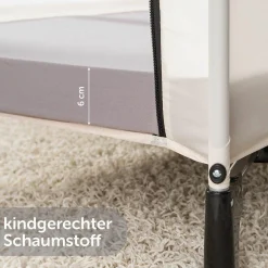 Reisebettmatratze Komfort - 60 x 120 cm / Höhe 6 cm, atmungsaktiv, waschbar, schadstoffgeprüft - Grau