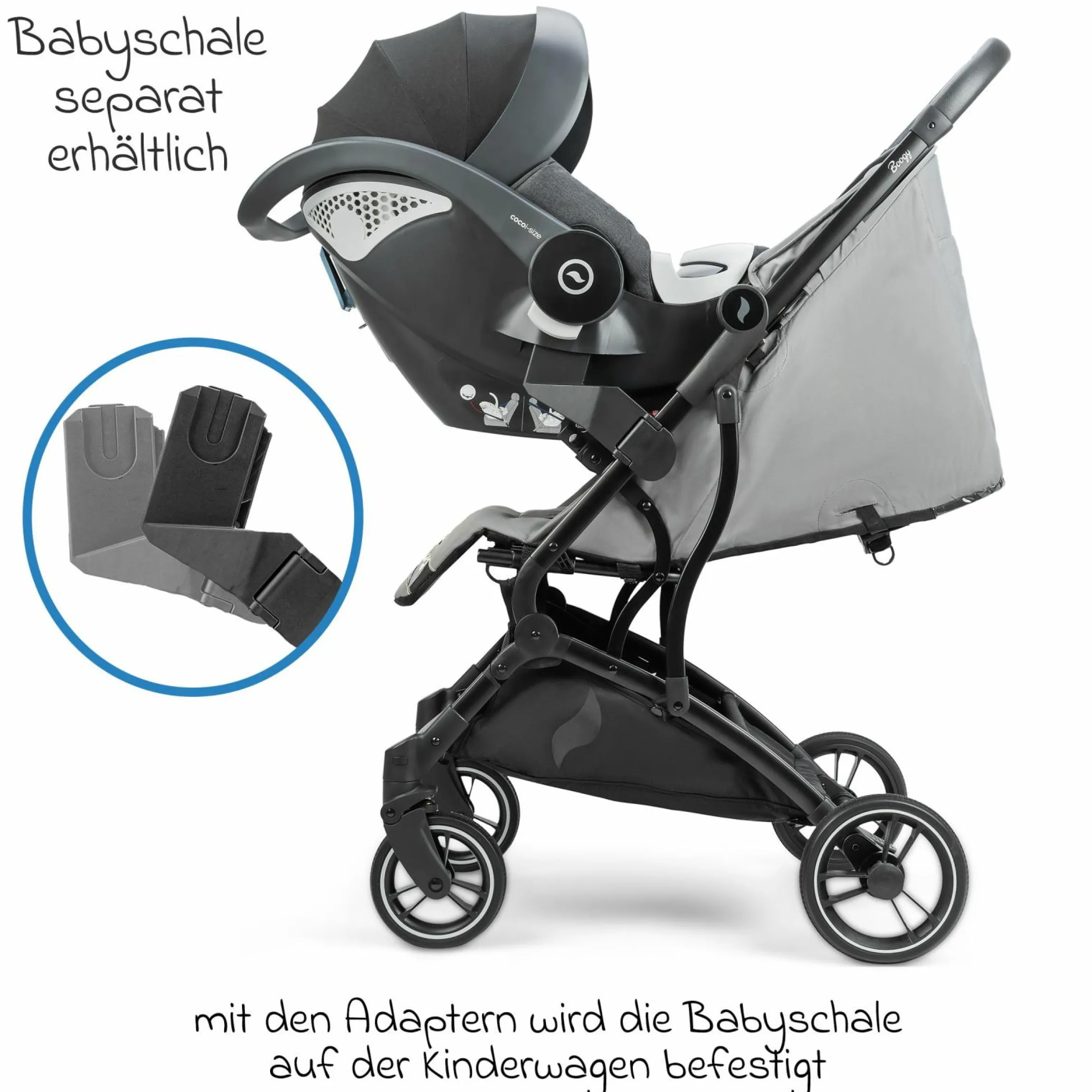 Reisebuggy & Sportwagen Boogy bis 22 kg belastbar nur 6,8 kg leicht inkl. Adapter, Regenschutz & Transporttasche - Monster