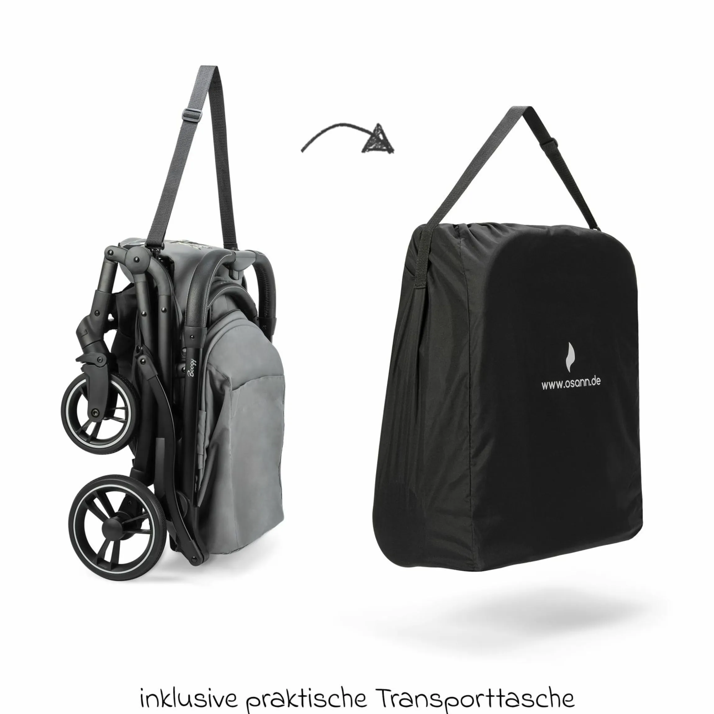 Reisebuggy & Sportwagen Boogy bis 22 kg belastbar nur 6,8 kg leicht inkl. Adapter, Regenschutz & Transporttasche - Monster