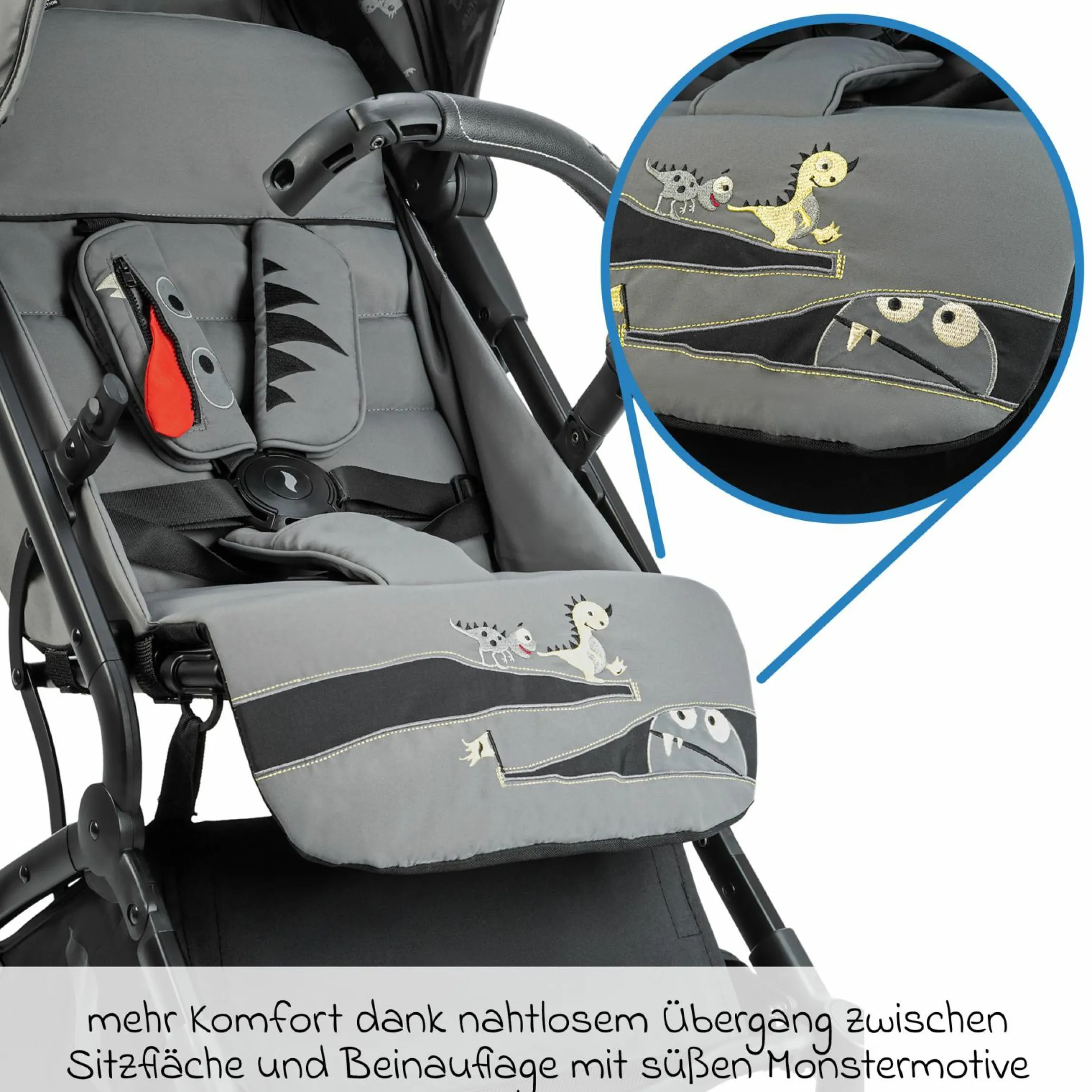 Reisebuggy & Sportwagen Boogy bis 22 kg belastbar nur 6,8 kg leicht inkl. Adapter, Regenschutz & Transporttasche - Monster