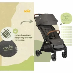 Reisebuggy & Sportwagen Pact Pro bis 22 kg belastbar mit Liegeposition nur 6,3 kg leicht inkl. Transporttasche, Adapter & Regenschutz - Cycle - Shell Grey