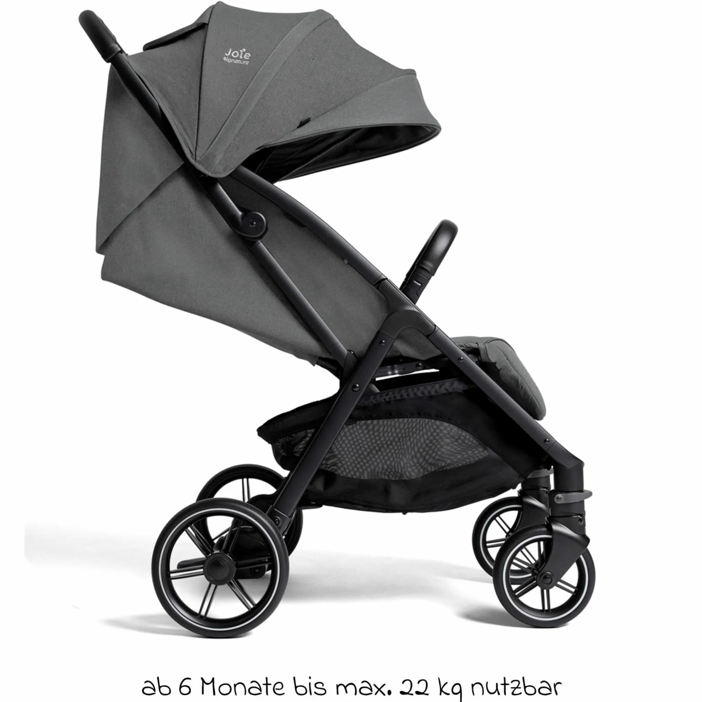 Reisebuggy & Sportwagen Parcel LX bis 22 kg belastbar nur 7,7 kg leicht mit Liegefunktion inkl. Regenschutz, Adapter & Transporttasche - Signature - Ebony