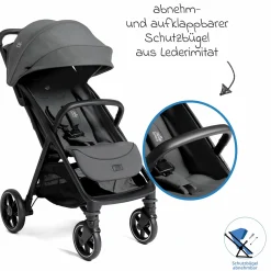 Reisebuggy & Sportwagen Parcel LX bis 22 kg belastbar nur 7,7 kg leicht mit Liegefunktion inkl. Regenschutz, Adapter & Transporttasche - Signature - Ebony