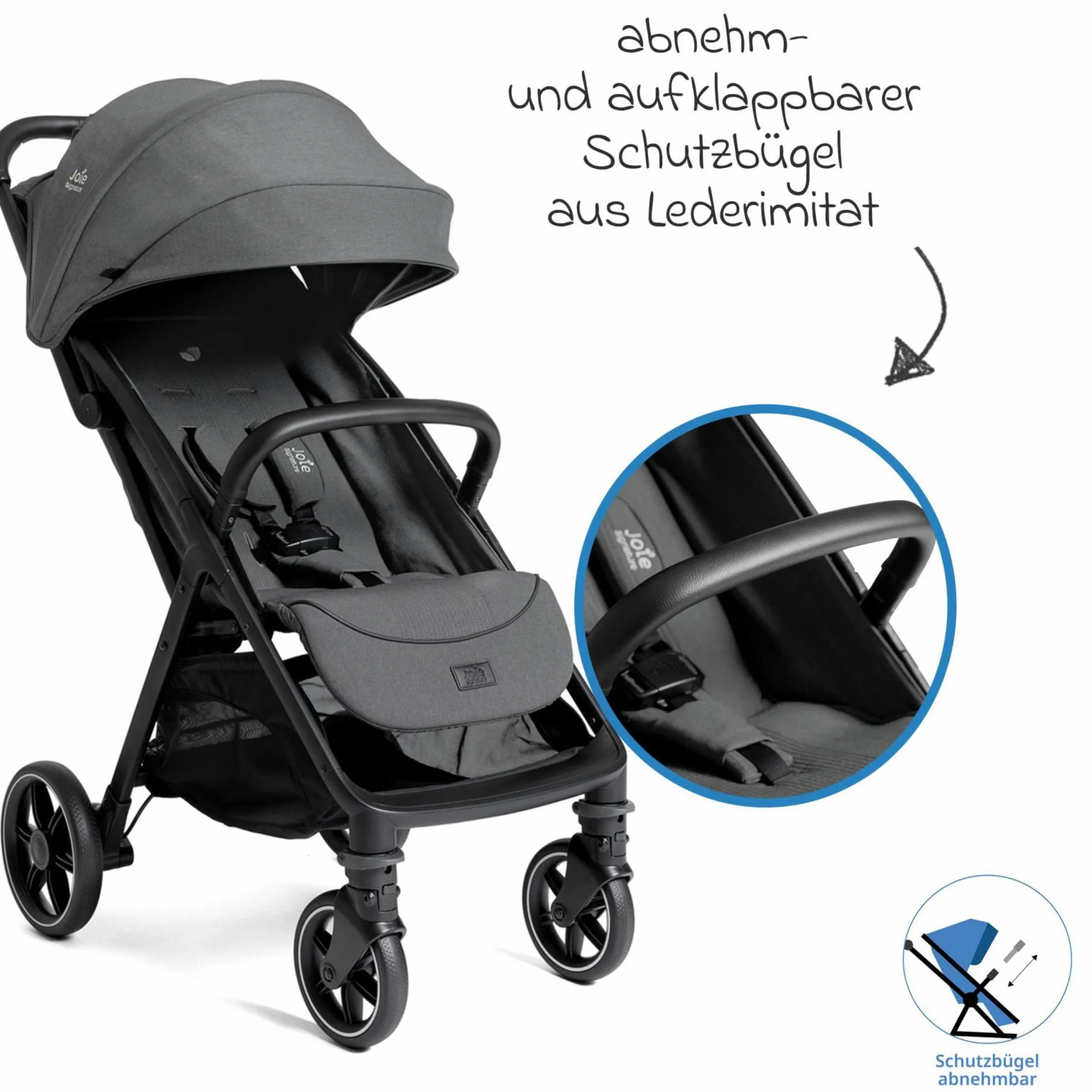 Reisebuggy & Sportwagen Parcel LX bis 22 kg belastbar nur 7,7 kg leicht mit Liegefunktion inkl. Regenschutz, Adapter & Transporttasche - Signature - Ebony