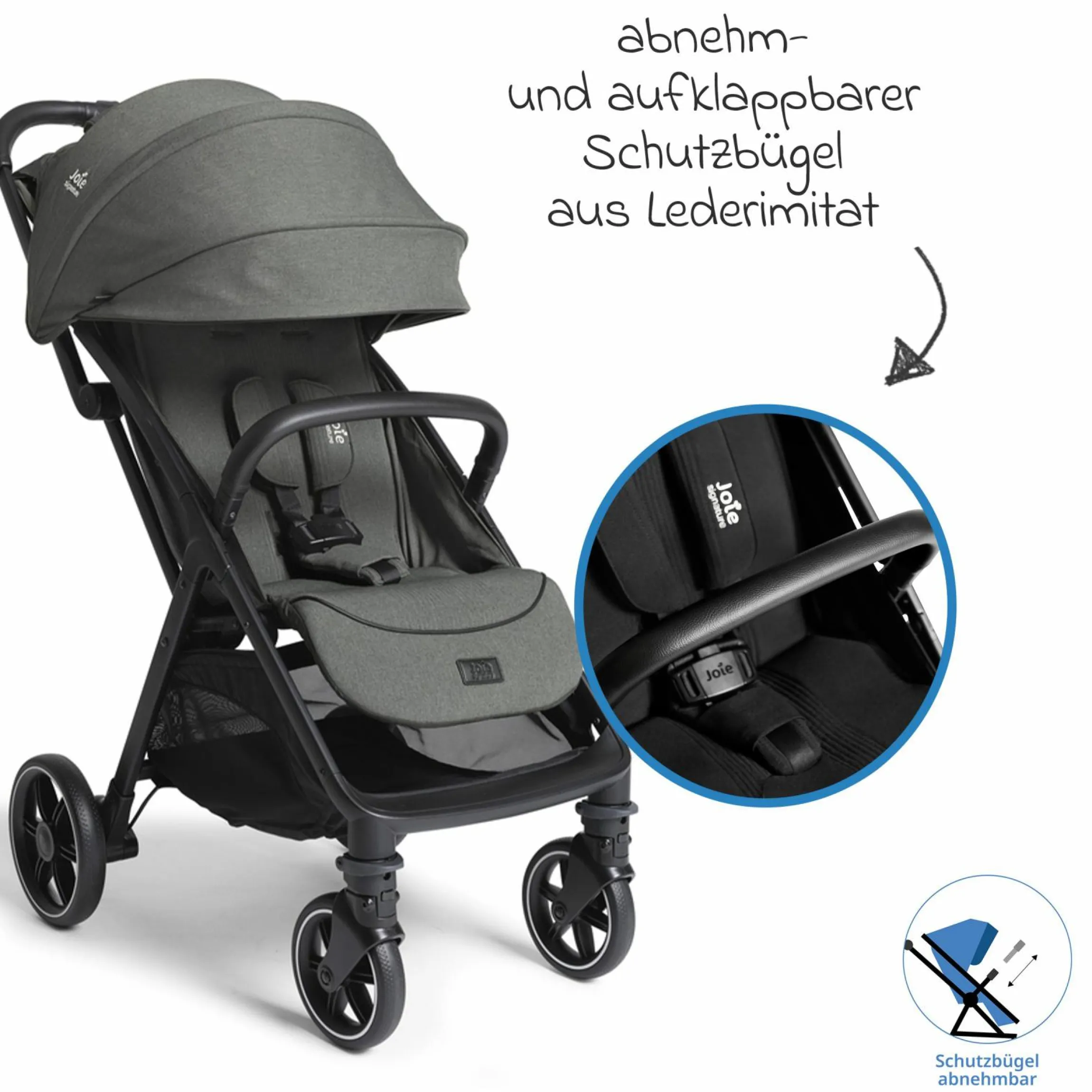Reisebuggy & Sportwagen Parcel LX bis 22 kg belastbar nur 7,7 kg leicht mit Liegefunktion inkl. Regenschutz, Adapter & Transporttasche - Signature - Evergreen