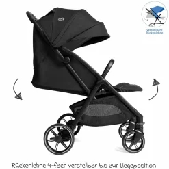 Reisebuggy & Sportwagen Parcel LX bis 22 kg belastbar nur 7,7 kg leicht mit Liegefunktion inkl. Regenschutz, Adapter & Transporttasche - Signature - Eclipse