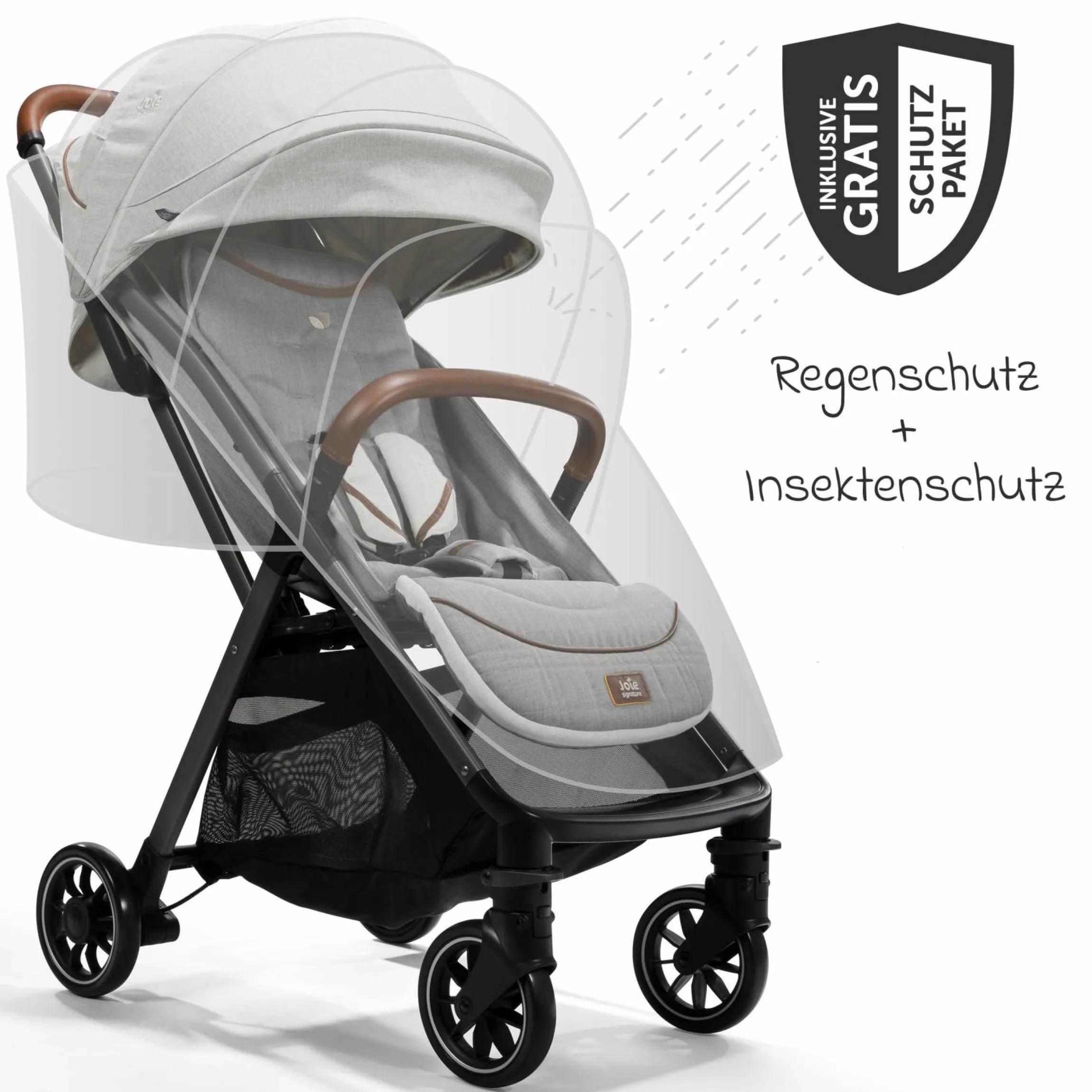 Reisebuggy & Sportwagen Parcel bis 22 kg belastbar nur 6,9 kg leicht mit Liegefunktion inkl. Regenschutz, Insektenschutz, Adapter & Transporttasche - Signature - Oyster