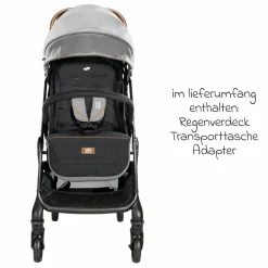 Reisebuggy & Sportwagen Tourist bis 15 kg belastbar nur 6,6 kg leicht mit Liegefunktion inkl. Regenschutz, Adapter, Tragegurt & Tragetasche - Signature - Carbon