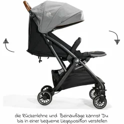 Reisebuggy & Sportwagen Tourist bis 15 kg belastbar nur 6,6 kg leicht mit Liegefunktion inkl. Regenschutz, Adapter, Tragegurt & Tragetasche - Signature - Carbon
