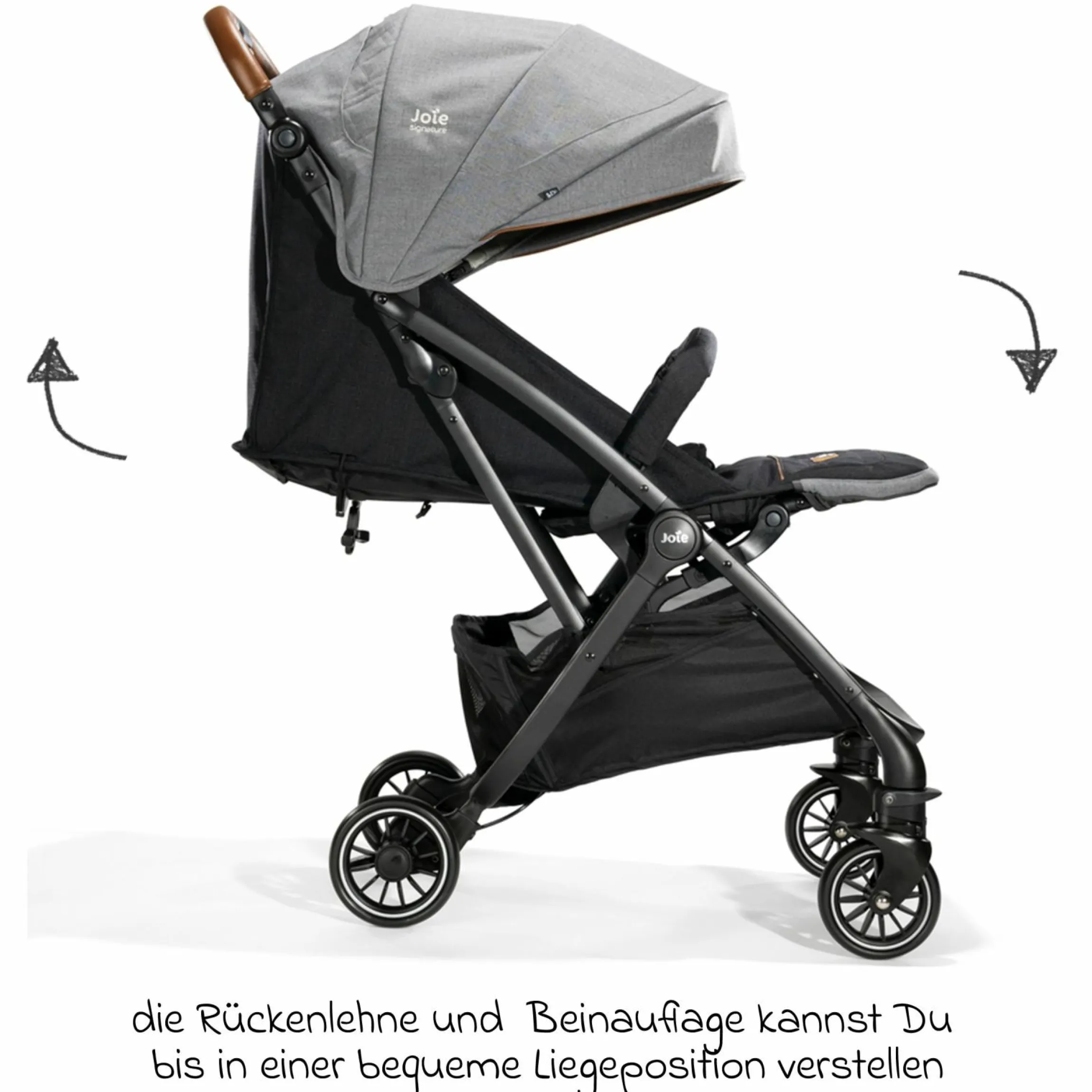 Reisebuggy & Sportwagen Tourist bis 15 kg belastbar nur 6,6 kg leicht mit Liegefunktion inkl. Regenschutz, Adapter, Tragegurt & Tragetasche - Signature - Carbon