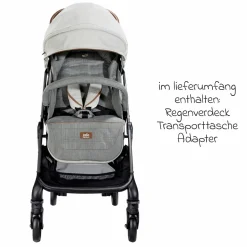 Reisebuggy & Sportwagen Tourist bis 15 kg belastbar nur 6,6 kg leicht mit Liegefunktion inkl. Regenschutz, Adapter, Tragegurt & Tragetasche - Signature - Oyster