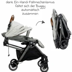Reisebuggy & Sportwagen Tourist bis 15 kg belastbar nur 6,6 kg leicht mit Liegefunktion inkl. Regenschutz, Adapter, Tragegurt & Tragetasche - Signature - Oyster