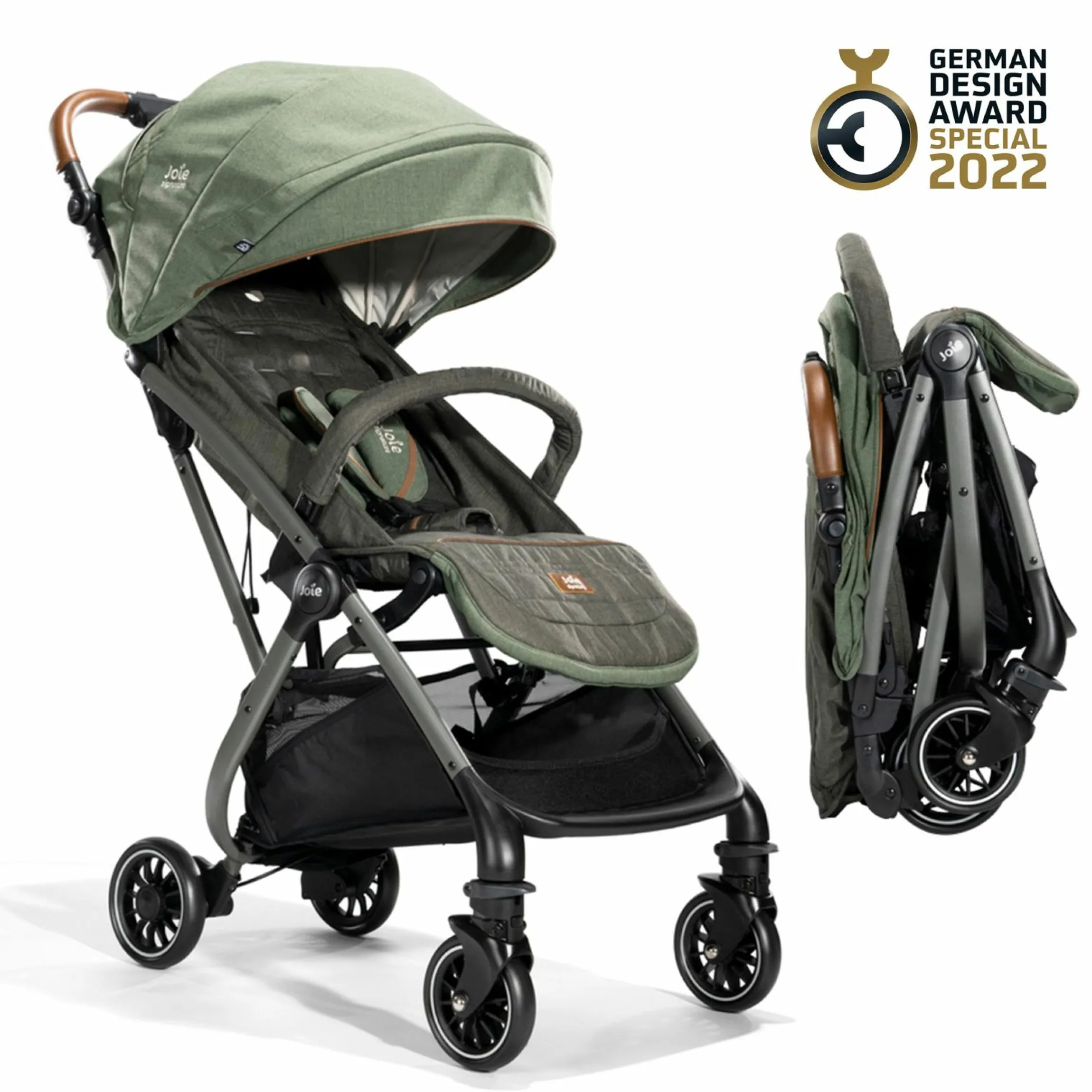 Reisebuggy & Sportwagen Tourist bis 15 kg belastbar nur 6,6 kg leicht mit Liegefunktion inkl. Regenschutz, Adapter, Tragegurt & Tragetasche - Signature - Pine