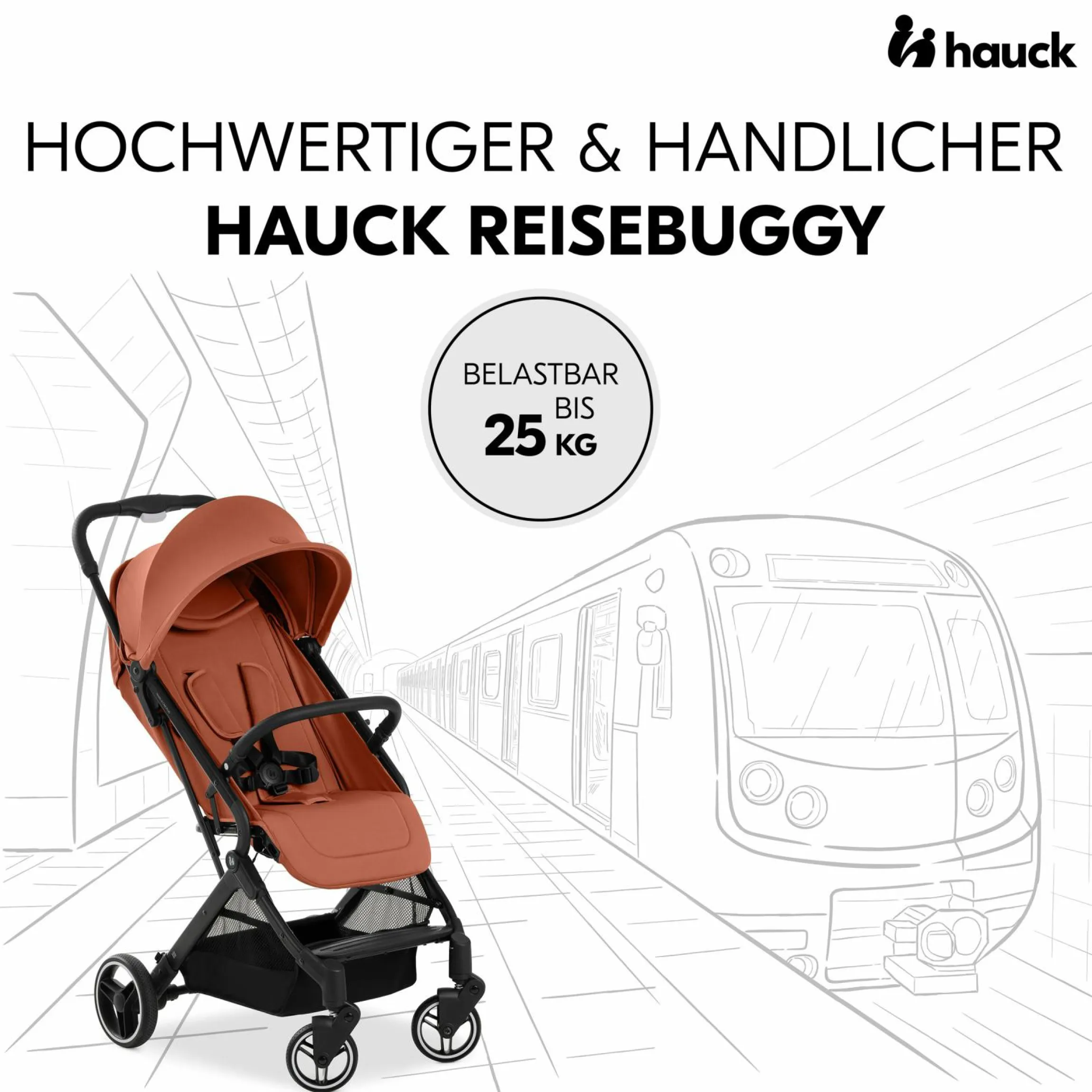 Reisebuggy & Sportwagen Travel N Care Plus mit Liegefunktion, nur 7,2 kg (bis 22kg belastbar) - Cork