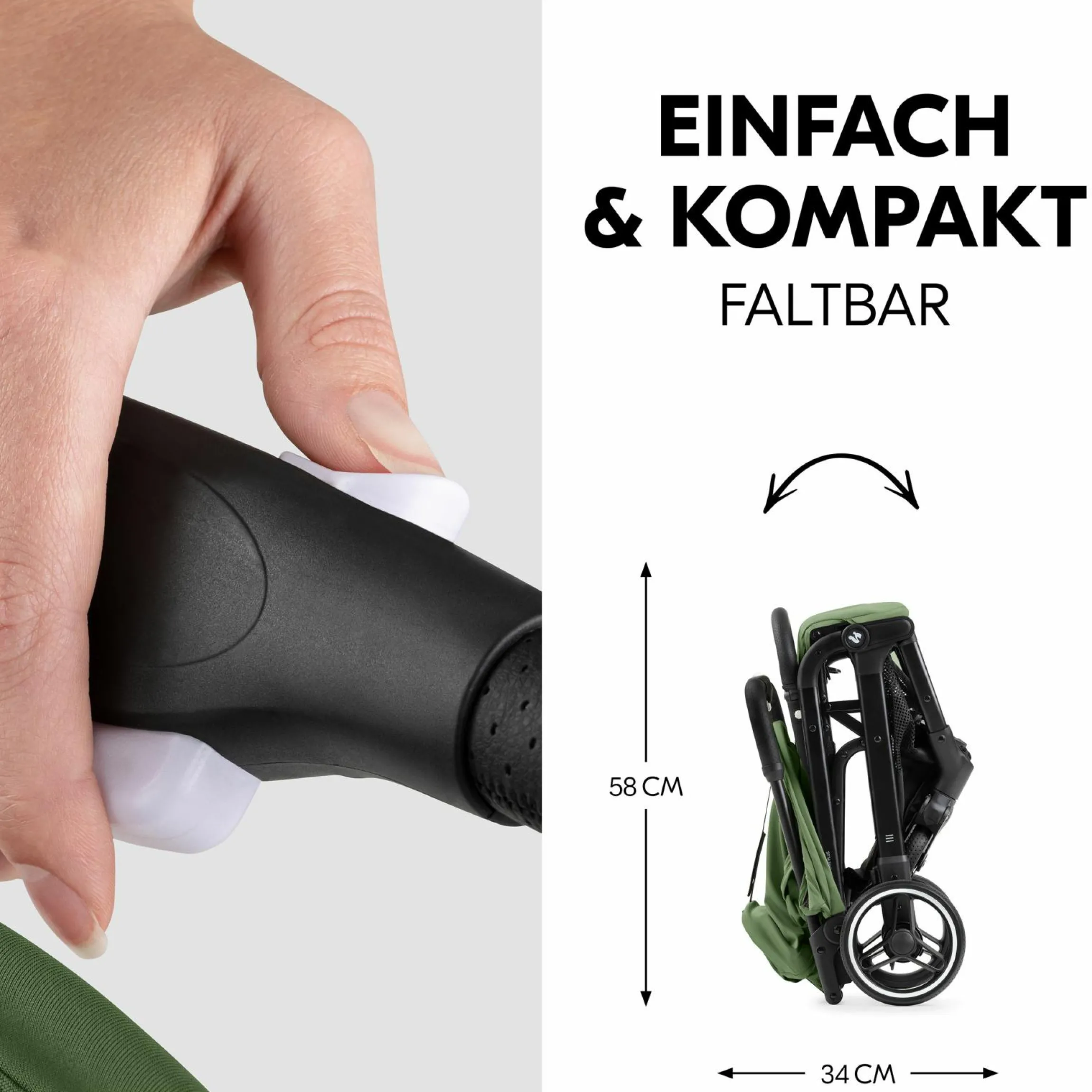 Reisebuggy & Sportwagen Travel N Care Plus mit Liegefunktion, nur 7,2 kg (bis 22kg belastbar) - Green