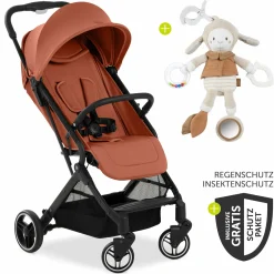 Reisebuggy & Sportwagen Travel N Care Plus mit Liegefunktion (nur 7,2 kg) - inkl. XXL Zubehörpaket & Fehn Spieltier Schäfchen - Cork