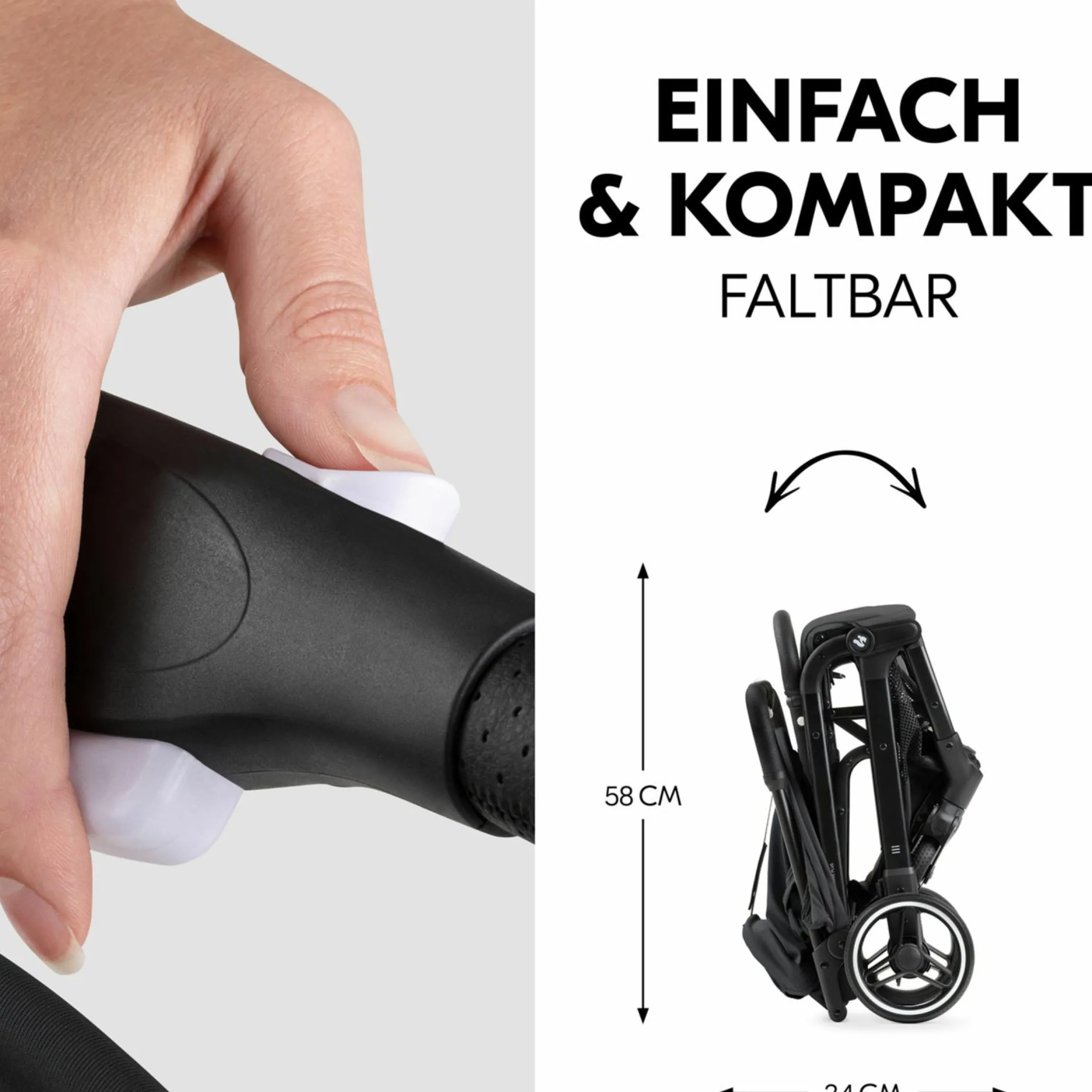 Reisebuggy & Sportwagen Travel N Care Plus mit Liegefunktion, nur 7,2 kg (bis 22kg belastbar) - Black