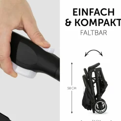 Reisebuggy & Sportwagen Travel N Care mit Liegefunktion, nur 6,8 kg (bis 22 kg belastbar) inkl. Reboarder Pearl Pro 2 & XXL Zubehörpaket - Black