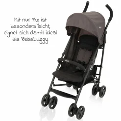 Reisebuggy & Sportwagen Travelite nur 7 kg leicht mit Liegeposition - Black & Grey - Kollektion 2025