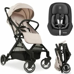 Reisebuggy & Sportwagen Travel N Care mit Liegefunktion, nur 6,8 kg (bis 22 kg belastbar) inkl. Reboarder Pearl Pro 2 - Beige