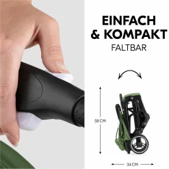 Reisebuggy & Sportwagen Travel N Care Plus mit Liegefunktion (nur 7,2 kg) - inkl. XXL Zubehörpaket & Fehn Spieltier Eselchen - Green