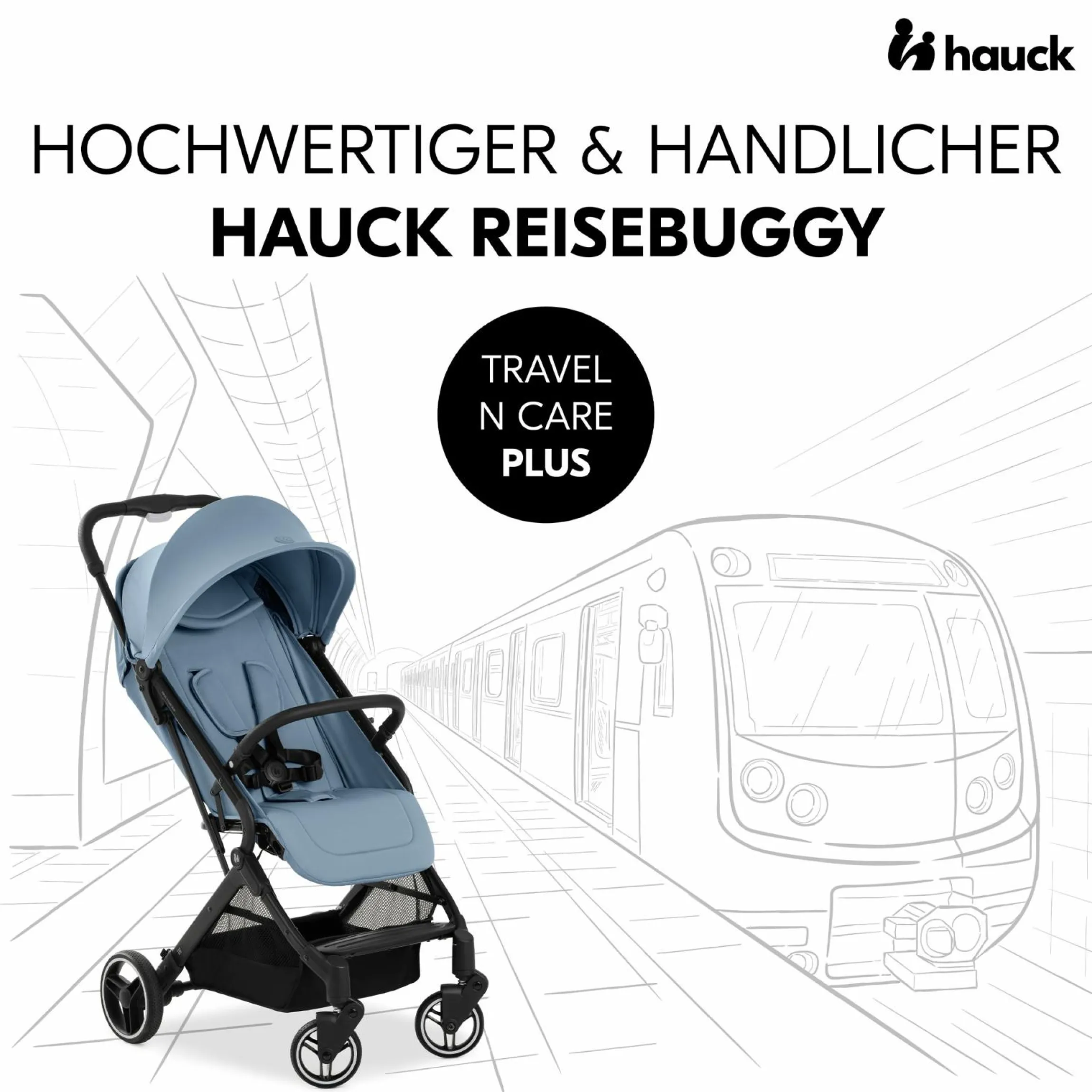 Reisebuggy & Sportwagen Travel N Care Plus inkl. XXL Zubehörpaket & Buggy-Lenkrad - Dusty Blue
