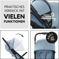 Reisebuggy & Sportwagen Travel N Care Plus inkl. XXL Zubehörpaket & Buggy-Lenkrad - Dusty Blue