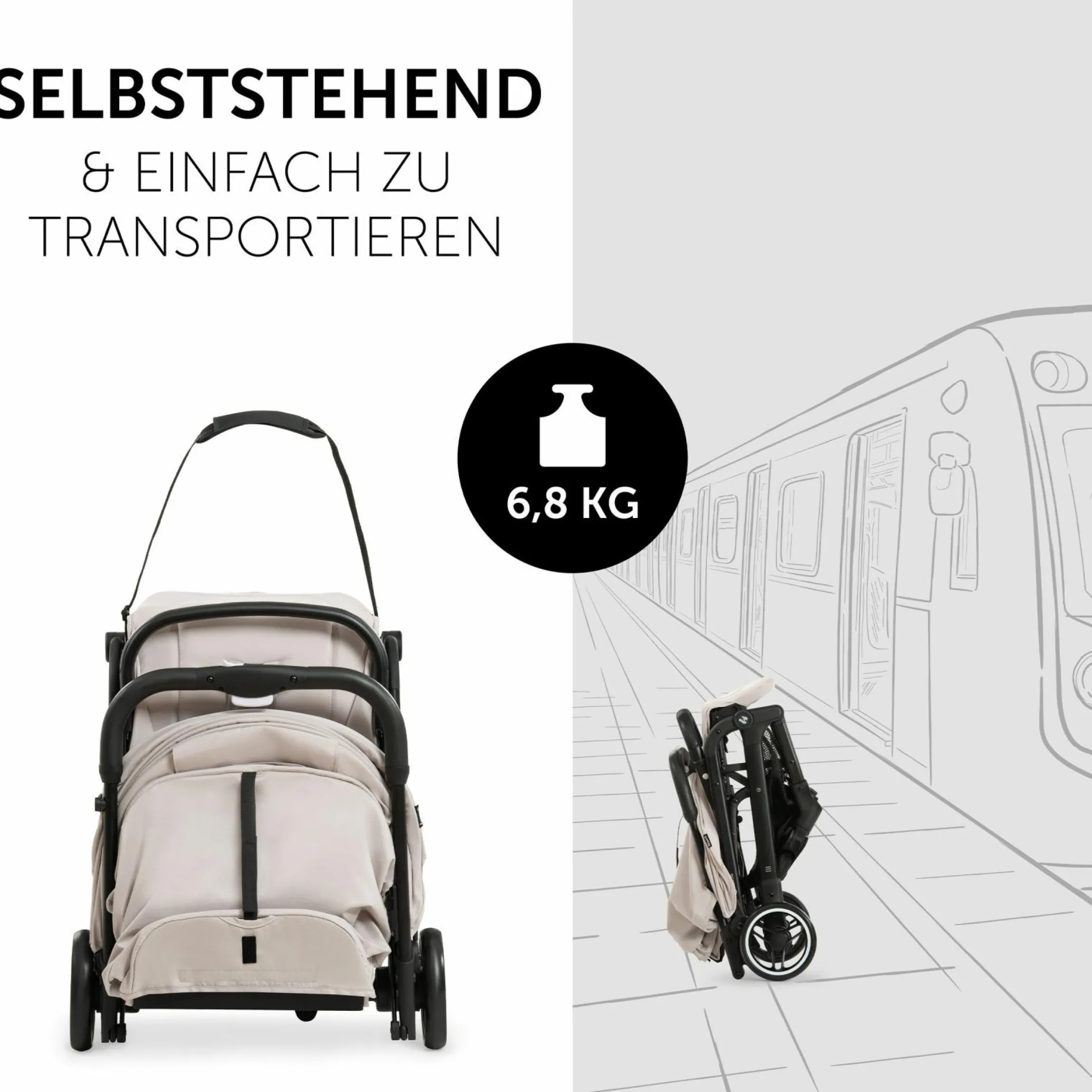 Reisebuggy & Sportwagen Travel N Care mit Liegefunktion, nur 6,8 kg (bis 22 kg belastbar) - Beige