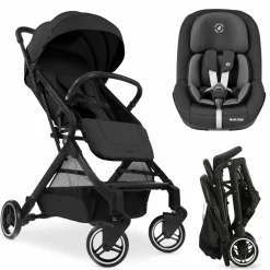 Reisebuggy & Sportwagen Travel N Care mit Liegefunktion, nur 6,8 kg (bis 22 kg belastbar) inkl. Reboarder Pearl Pro 2 - Black