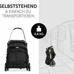 Reisebuggy & Sportwagen Travel N Care mit Liegefunktion, nur 6,8 kg (bis 22 kg belastbar) inkl. Reboarder Pearl Pro 2 - Black