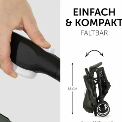 Reisebuggy & Sportwagen Travel N Care mit Liegefunktion, nur 6,8 kg (bis 22 kg belastbar) inkl. Reboarder Pearl Pro 2 - Dark Olive