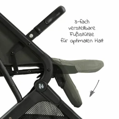 Reisebuggy & Sportwagen Travel N Care mit Liegefunktion, nur 6,8 kg (bis 22 kg belastbar) inkl. Reboarder Pearl Pro 2 - Dark Olive