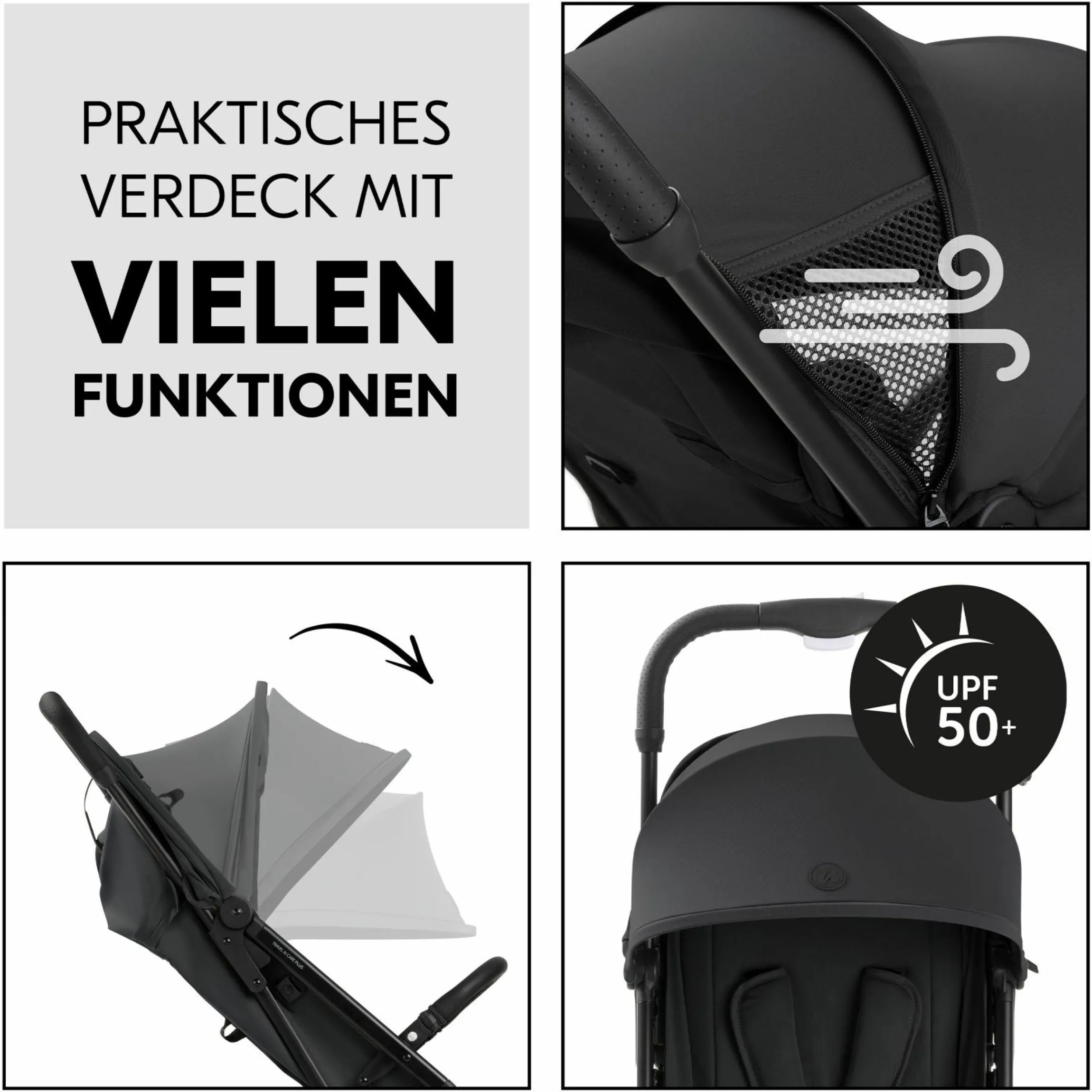 Reisebuggy & Sportwagen Travel N Care Plus inkl. XXL Zubehörpaket & Buggy-Lenkrad - Black