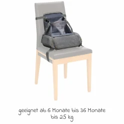 Reise-Sitzpolster Sitzerhöhung inkl. Kinderwagenbefestigung, 2 Thermofächer & extra großes Fach - Grau Melange
