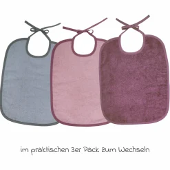 Riesen-Bindelätzchen 3er Pack 32 x 40 cm - Altrosa-Grau