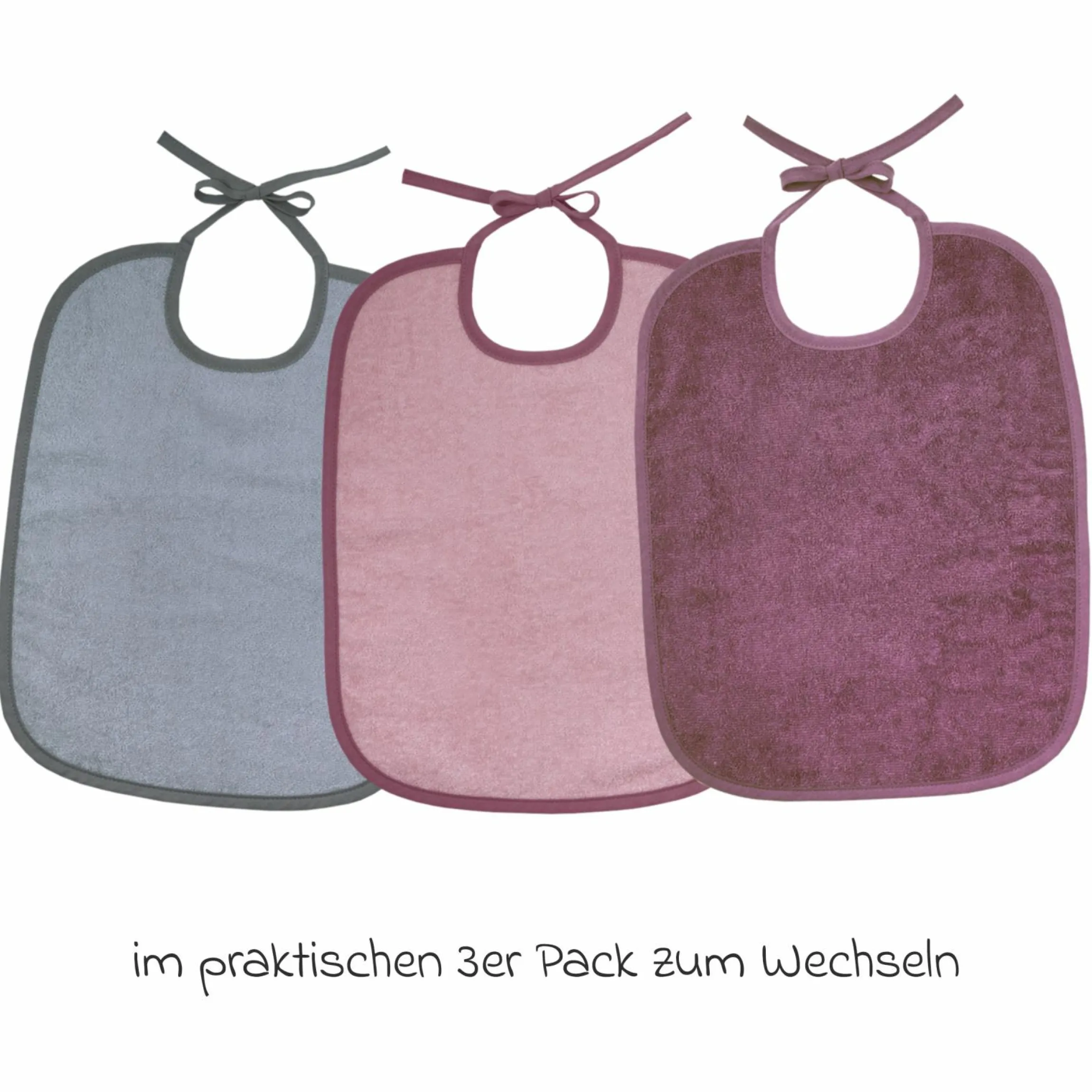 Riesen-Bindelätzchen 3er Pack 32 x 40 cm - Altrosa-Grau