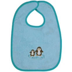 Riesen-Klettlätzchen 30 x 45 cm - Stickerei Pinguine - Eisblau