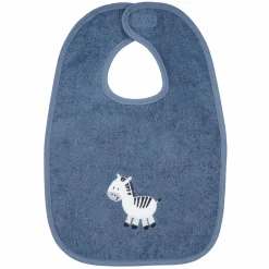 Riesen-Klettlätzchen 30 x 45 cm - Stickerei Zebra - Dunkelblau