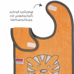 Riesen-Klettlätzchen 30 x 45 cm - Stickerei Tiger - Orange