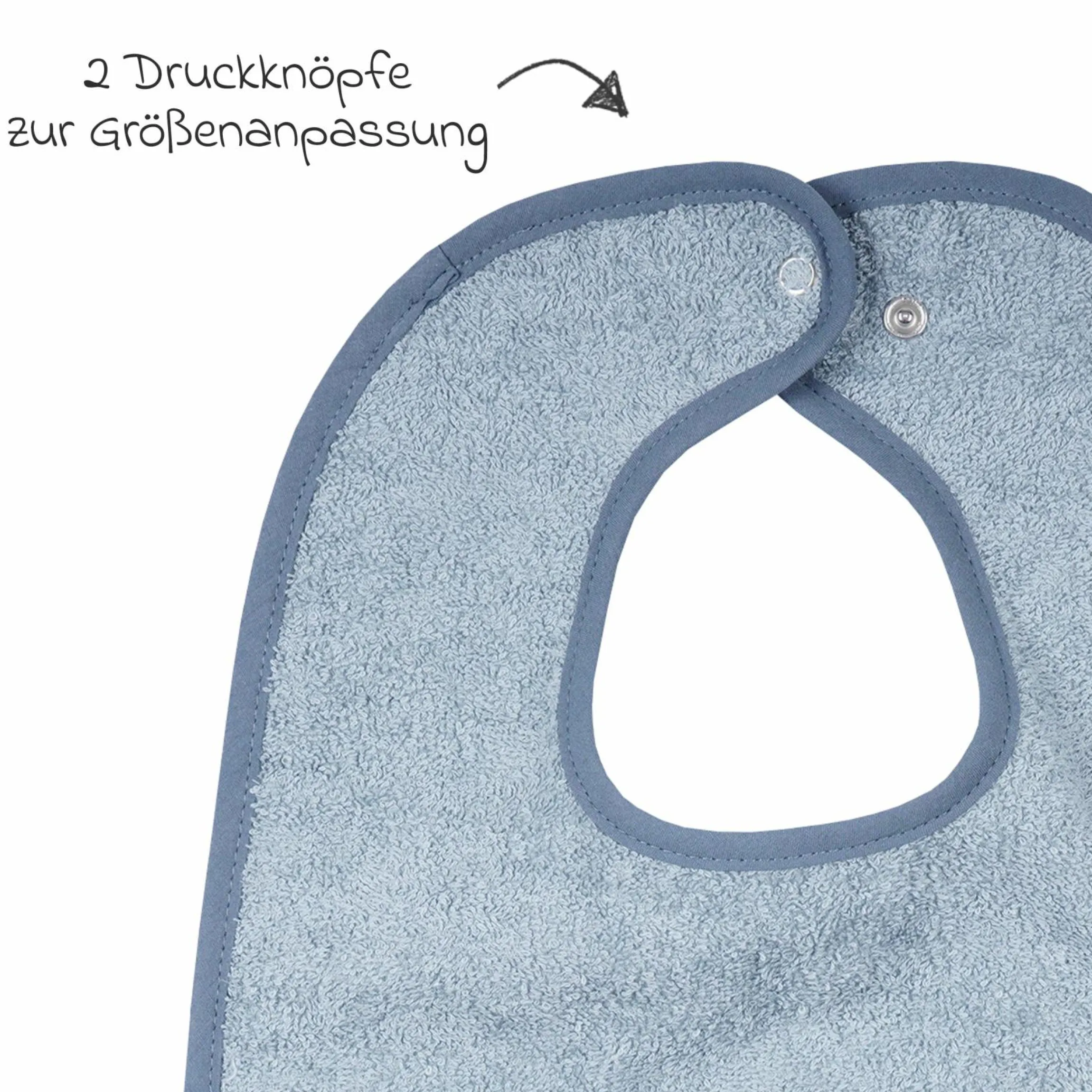 Riesen-Lätzchen mit Druckknopf 30 x 45 cm - Uni Stahlblau