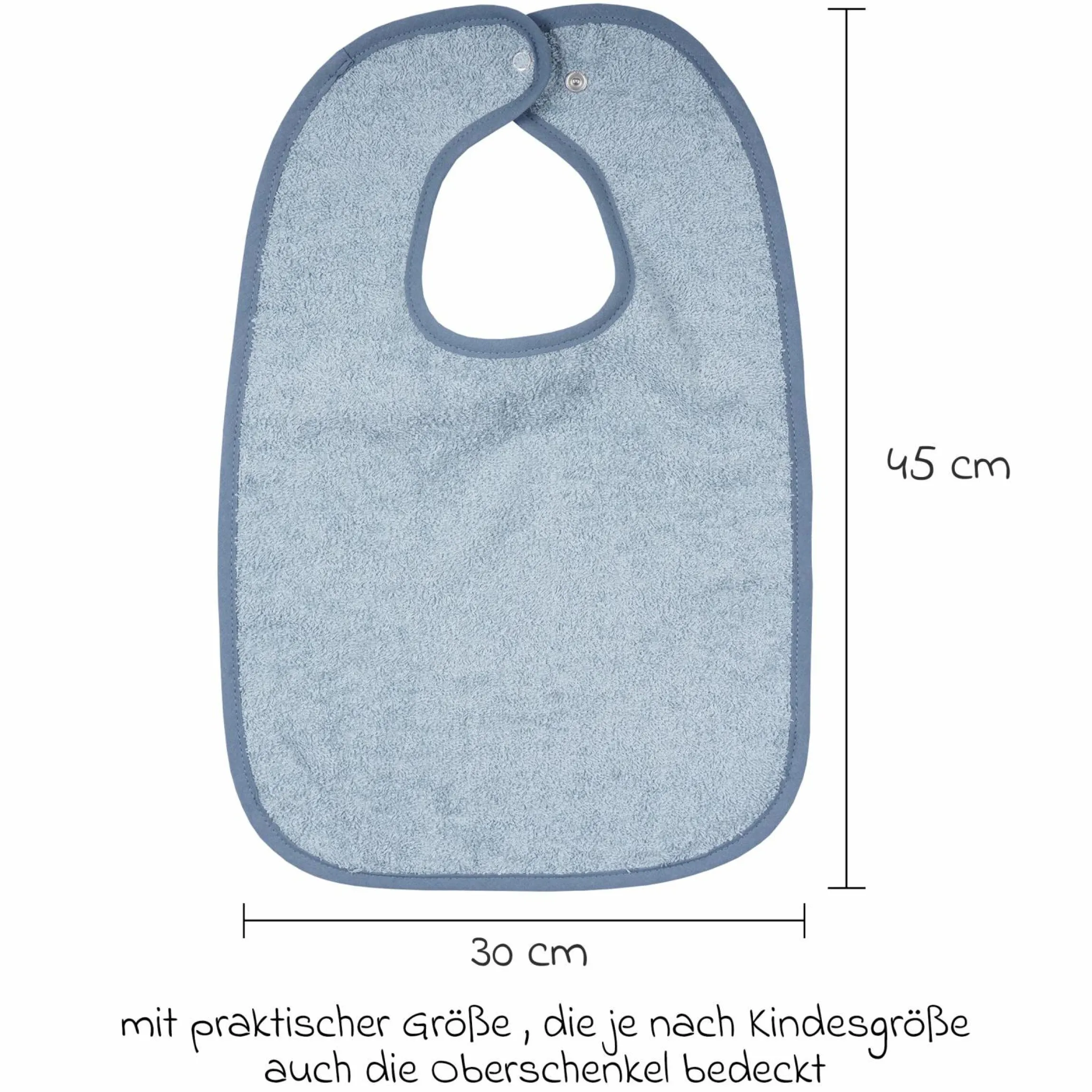 Riesen-Lätzchen mit Druckknopf 30 x 45 cm - Uni Stahlblau