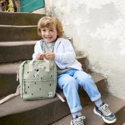 Rucksack Mini Square Backpack - Happy Prints - Light Olive