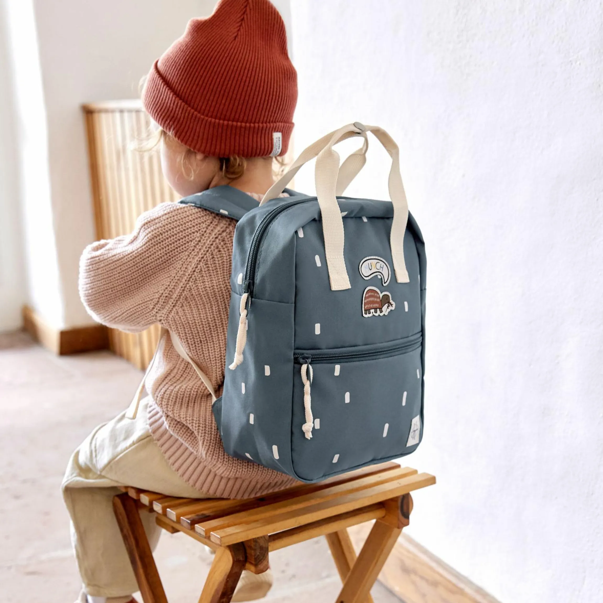 Rucksack Mini Square Backpack - Happy Prints - Midnight Blue