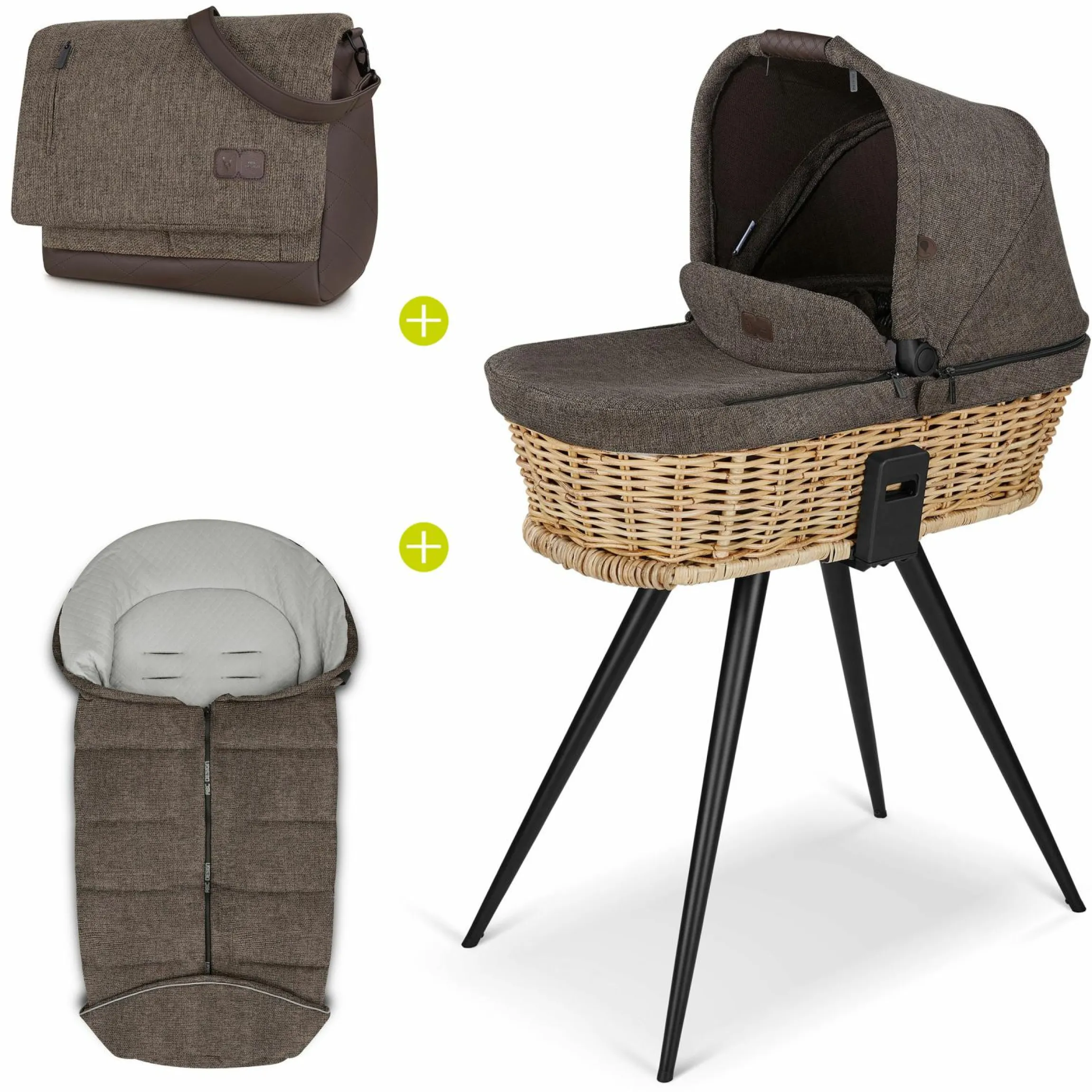 Salsa 4 Air Home Set - Korb-Tragewanne + Ständer, Wickeltasche und Fußsack - Fashion Edition - Braid