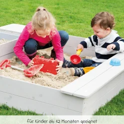 Sandkasten mit 2 Spielwannen 125 x 120 cm - Grau - Kollektion 2025
