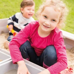Sandkasten mit 2 Spielwannen 125 x 120 cm - Grau - Kollektion 2025